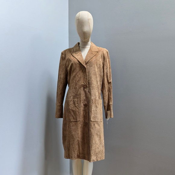 Tyler Boe Suede Patterned Light Brown Coat -Size 12 - New - Picture 2 of 9